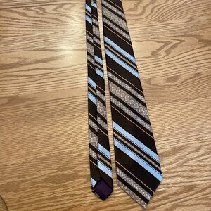 Browns/Light Blues Striped Tie